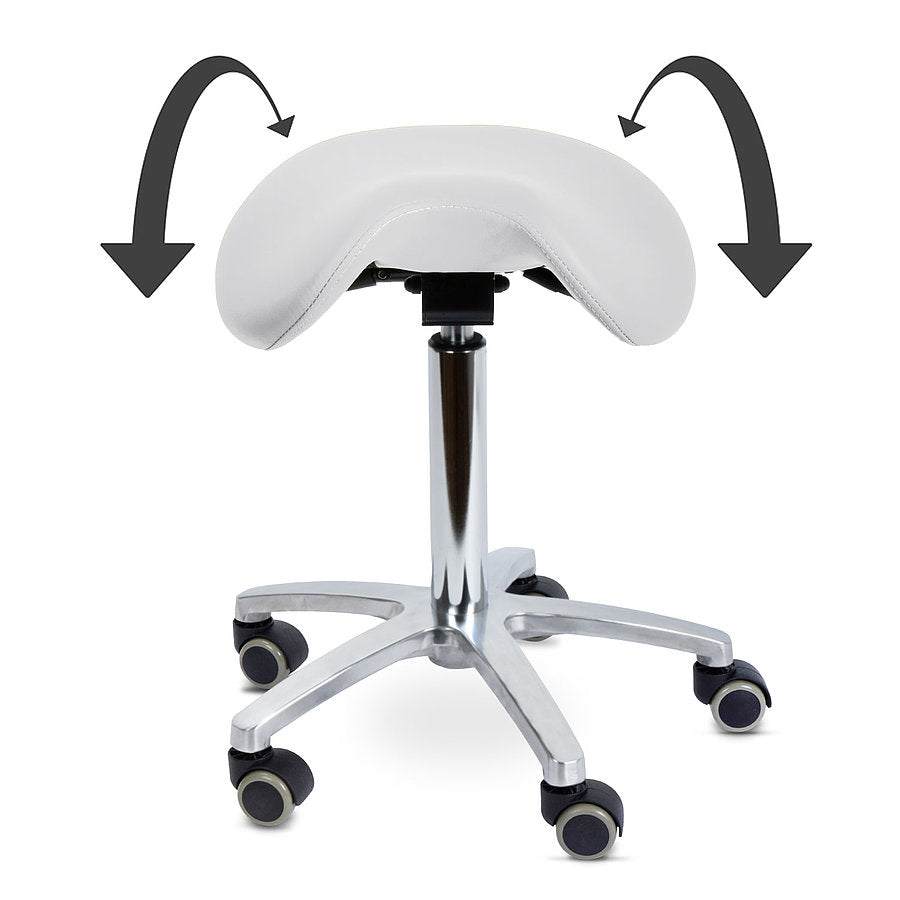Ergonomic Revolving Saddle Stool with Tilting Seat