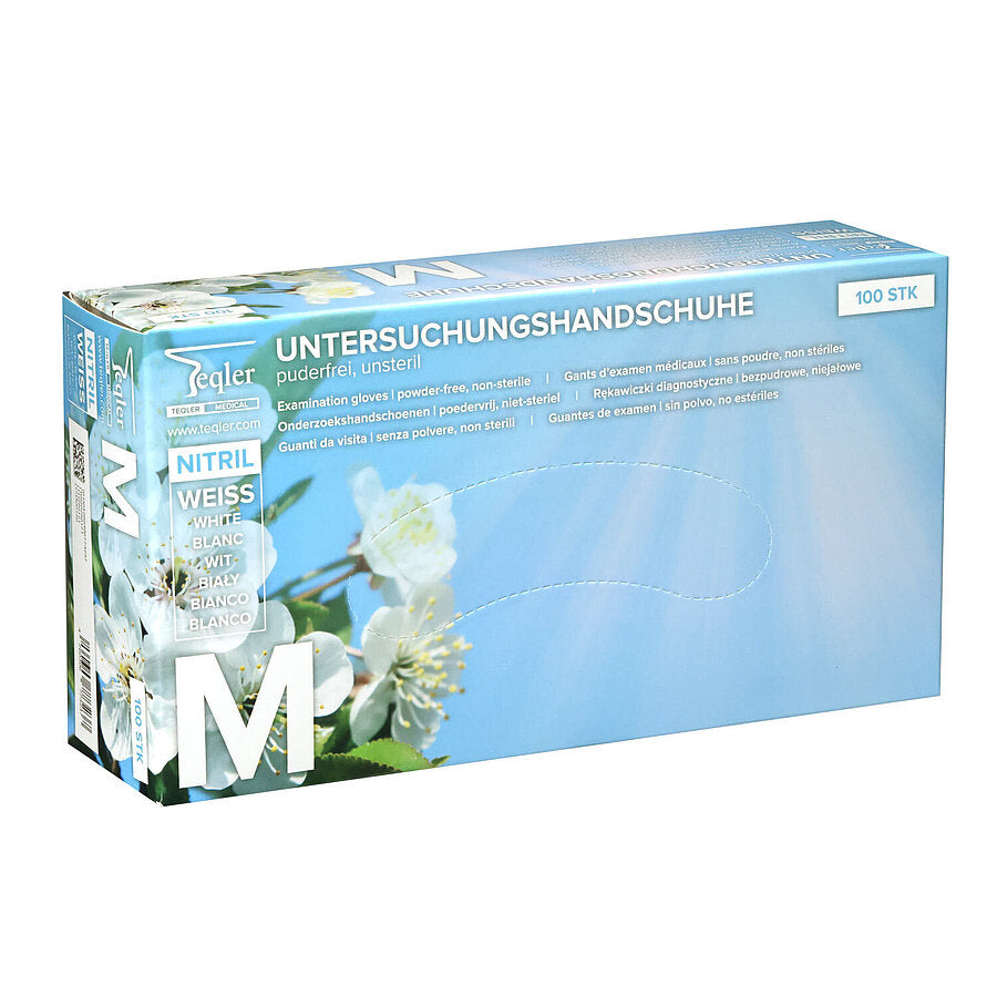 White Nitrile Gloves || Pack of 100 || Teqler