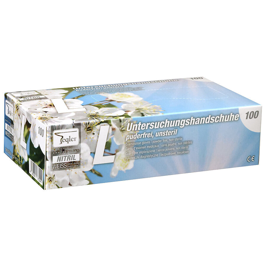 White Nitrile Gloves || Pack of 100 || Teqler