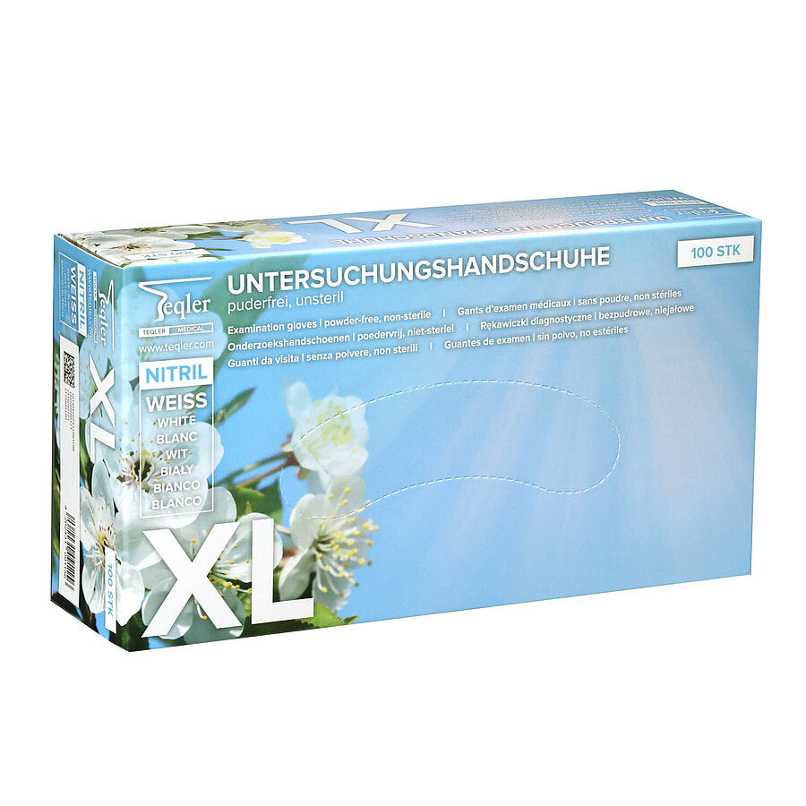 White Nitrile Gloves || Pack of 100 || Teqler