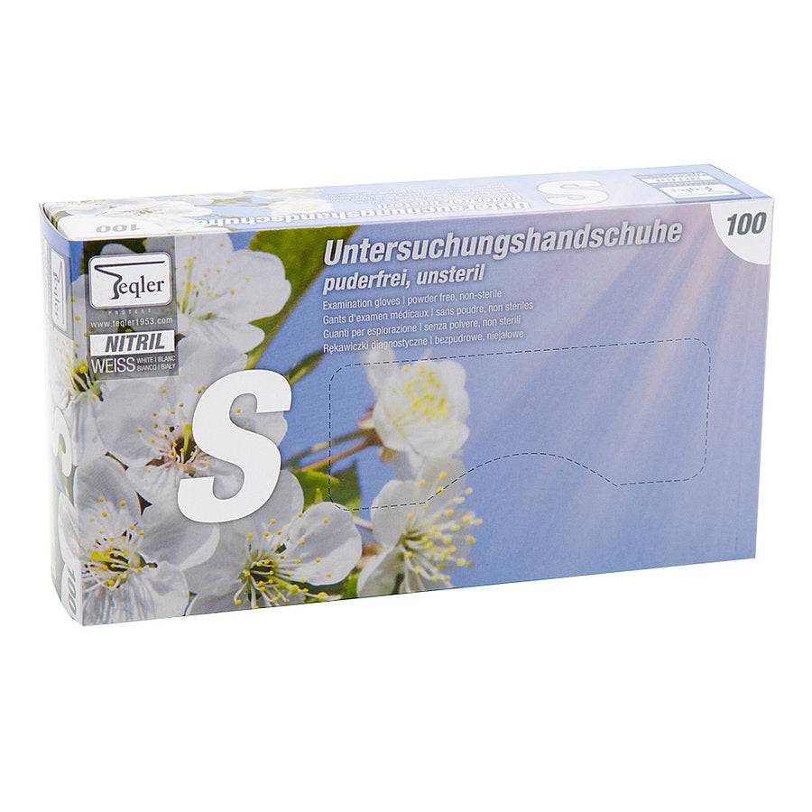 Teqler White Nitrile Gloves x 100 : Small
