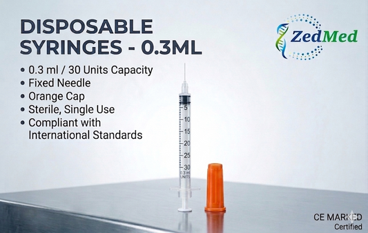 31G || 0.3ml Disposable Single-use Syringe and Needle || 1/4", 6mm