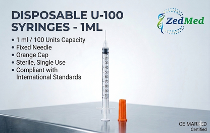 31G || 1ml Disposable Single-use Syringe and Needle, u100