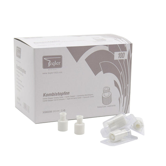 White Sterile Syringe Bung Caps Combi Stopper with Luer Lock || Pack of 100