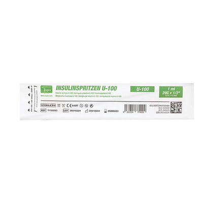 1ml 29G x 0.5 inch U100 Syringe with Cannula || Pack of 100