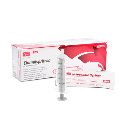 5ml Sterile Disposable Syringe with Luer Connector (Luer-slip tip) || 2-Part || Pack of 100