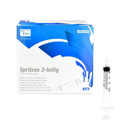 2ml Sterile Disposable Syringe with Luer Connector || 3-Part || Pack of 100