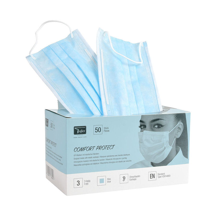 Surgical Mask (with Elastic Earloops) 3 ply - Blue