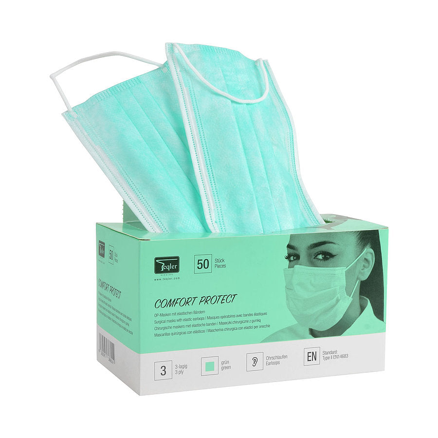 Surgical Mask (with Elastic Earloops) 3 ply - Green