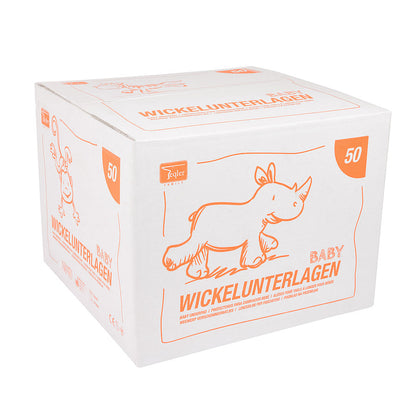 Disposable Baby Underlays || 40 x 60 cm - Zoo Animals print in Orange || Pack of 50