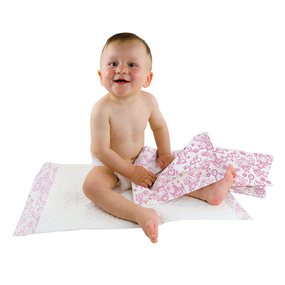 Disposable Baby Underlays || 40 x 60 cm - Princesses print in Pink || Pack of 50