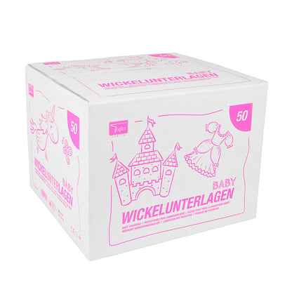 Disposable Baby Underlays || 40 x 60 cm - Princesses print in Pink || Pack of 50