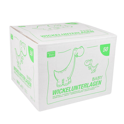 Disposable Baby Underlays || 40 x 60 cm - Dinosaurs print in Green || Pack of 50