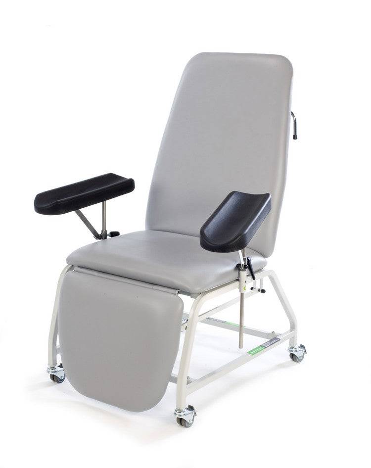 Plinth Reclining Phlebotomy Chair with Dual Blood Armrests and Wheeled Feet - ZEDMED