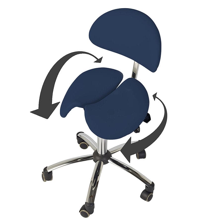 Split-Seat Saddle Stool with Backrest - Blue