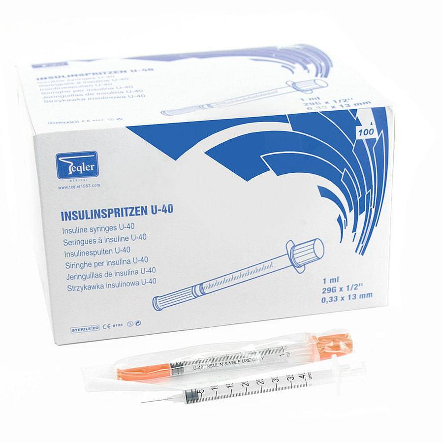 Teqler Disposable Insulin Syringe with Needle U-40 - 29G (100)