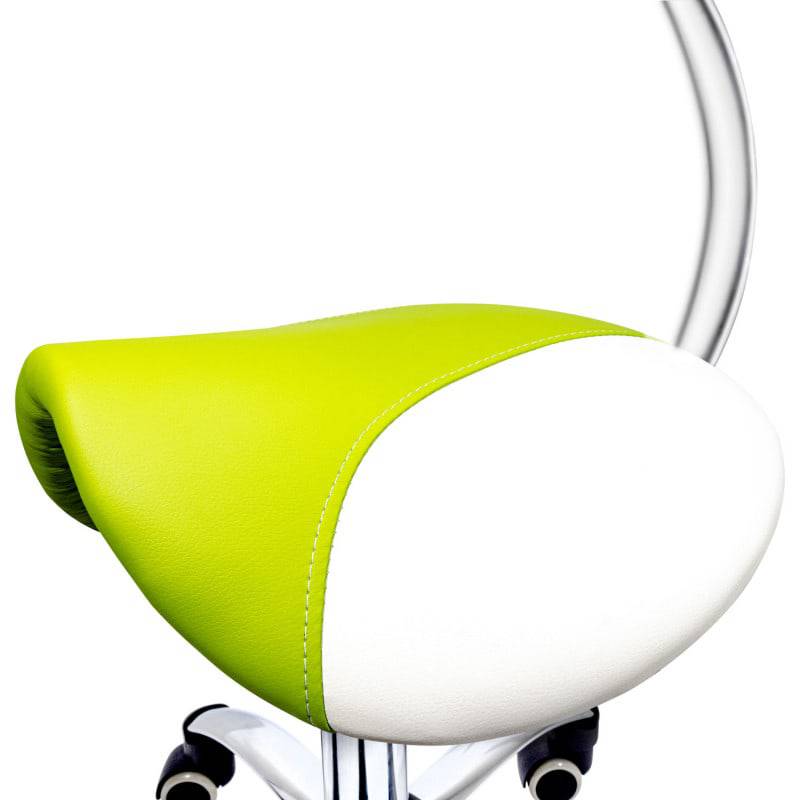 Saddle Stool with Removable Backrest - Green & White